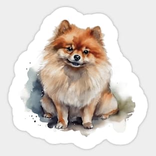 Pomeranian Watercolor Style Sticker